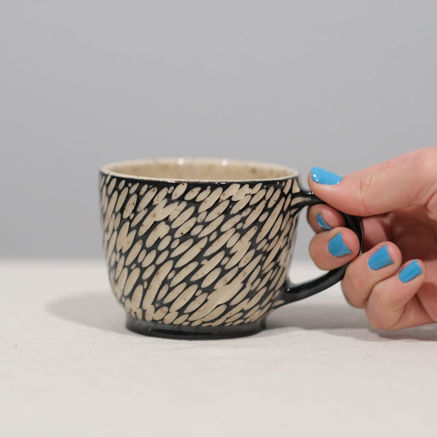 Black and White Carved Mug