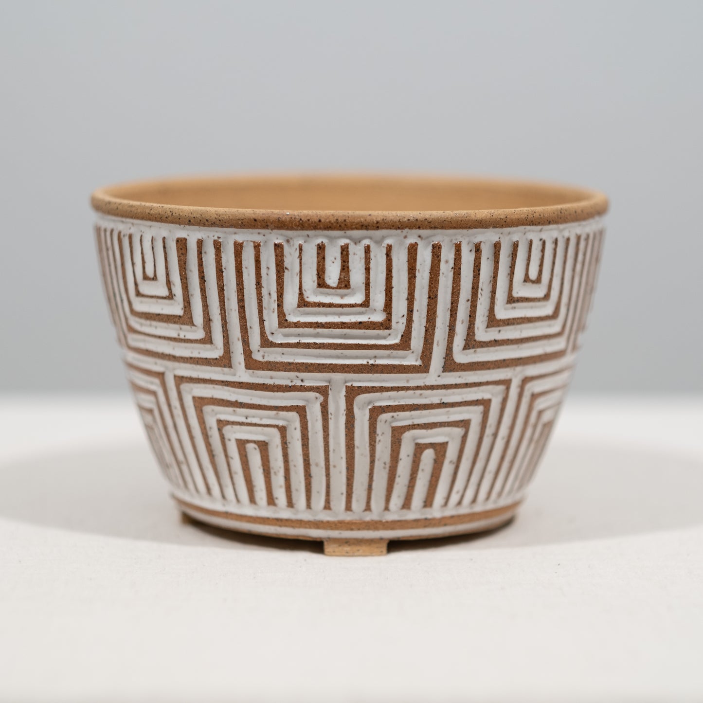 Naked Carved Planter - Large Geometric