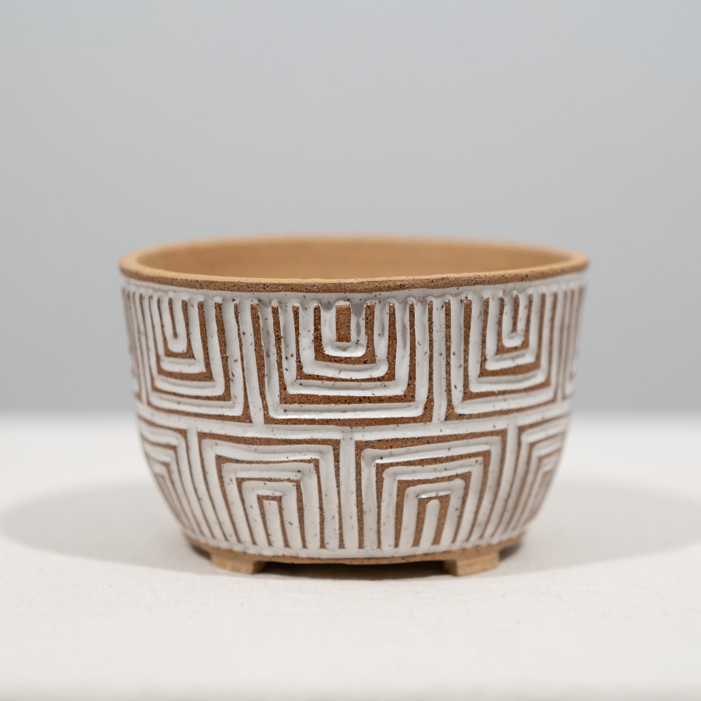 Naked Carved Planter - Large Geometric 2