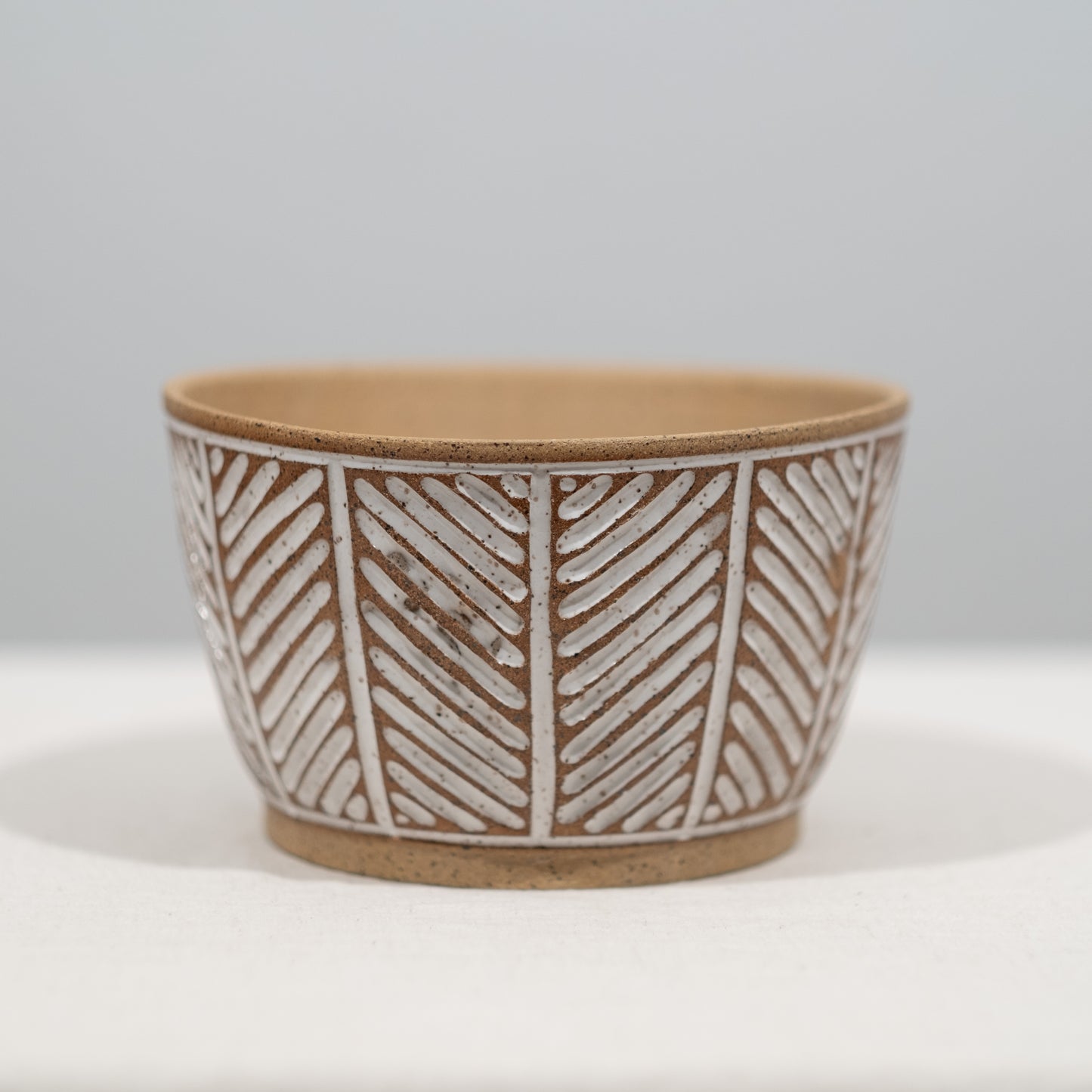 Naked Herringbone Carved Planter