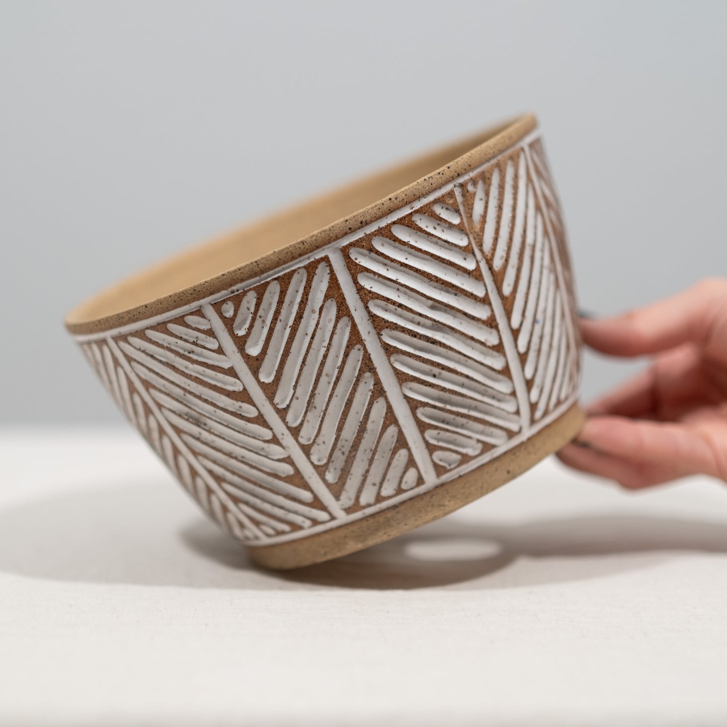 Naked Herringbone Carved Planter
