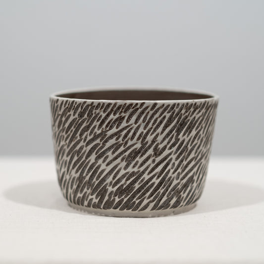 Grey Sgraffito Carved Planter