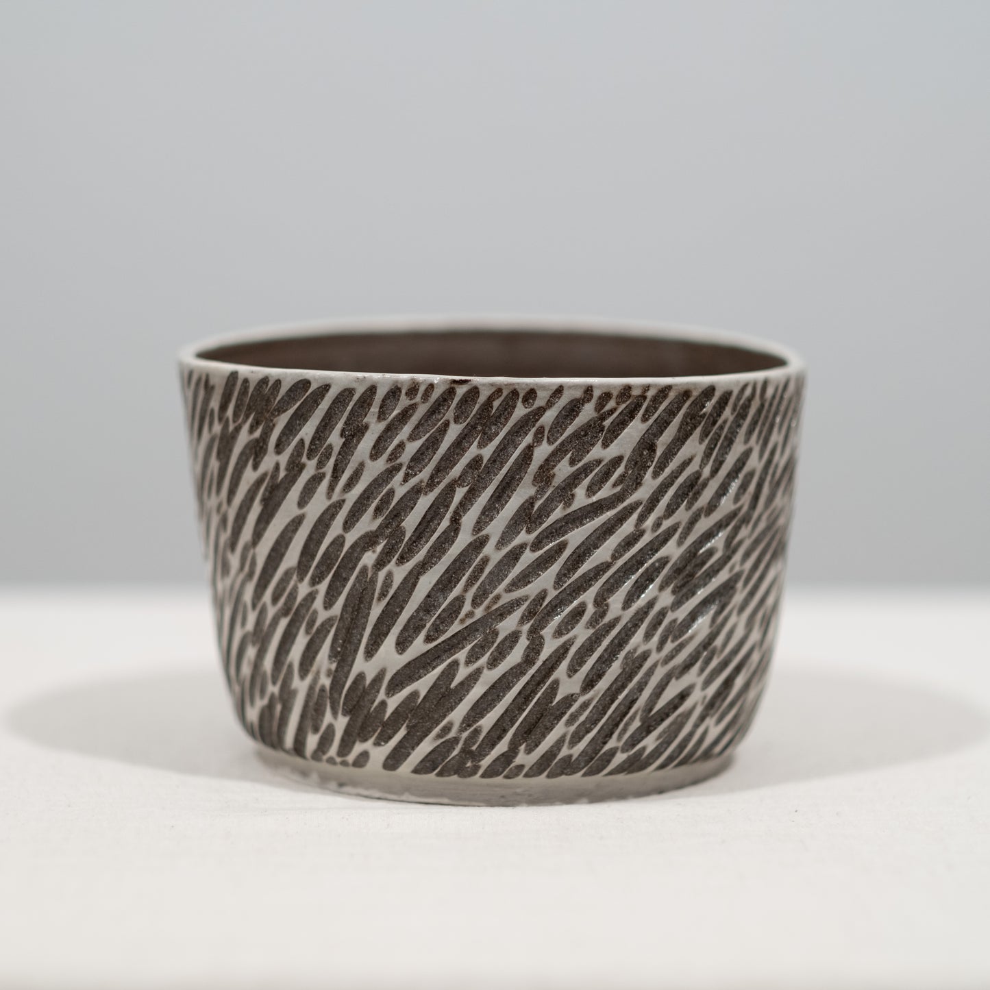 Grey Sgraffito Carved Planter