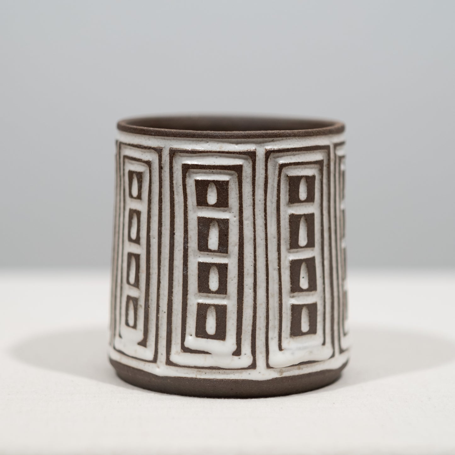 Umber and White Carved Planter