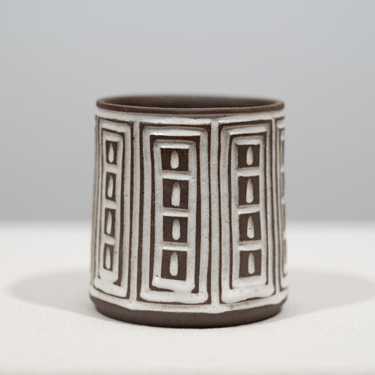 Umber and White Carved Planter