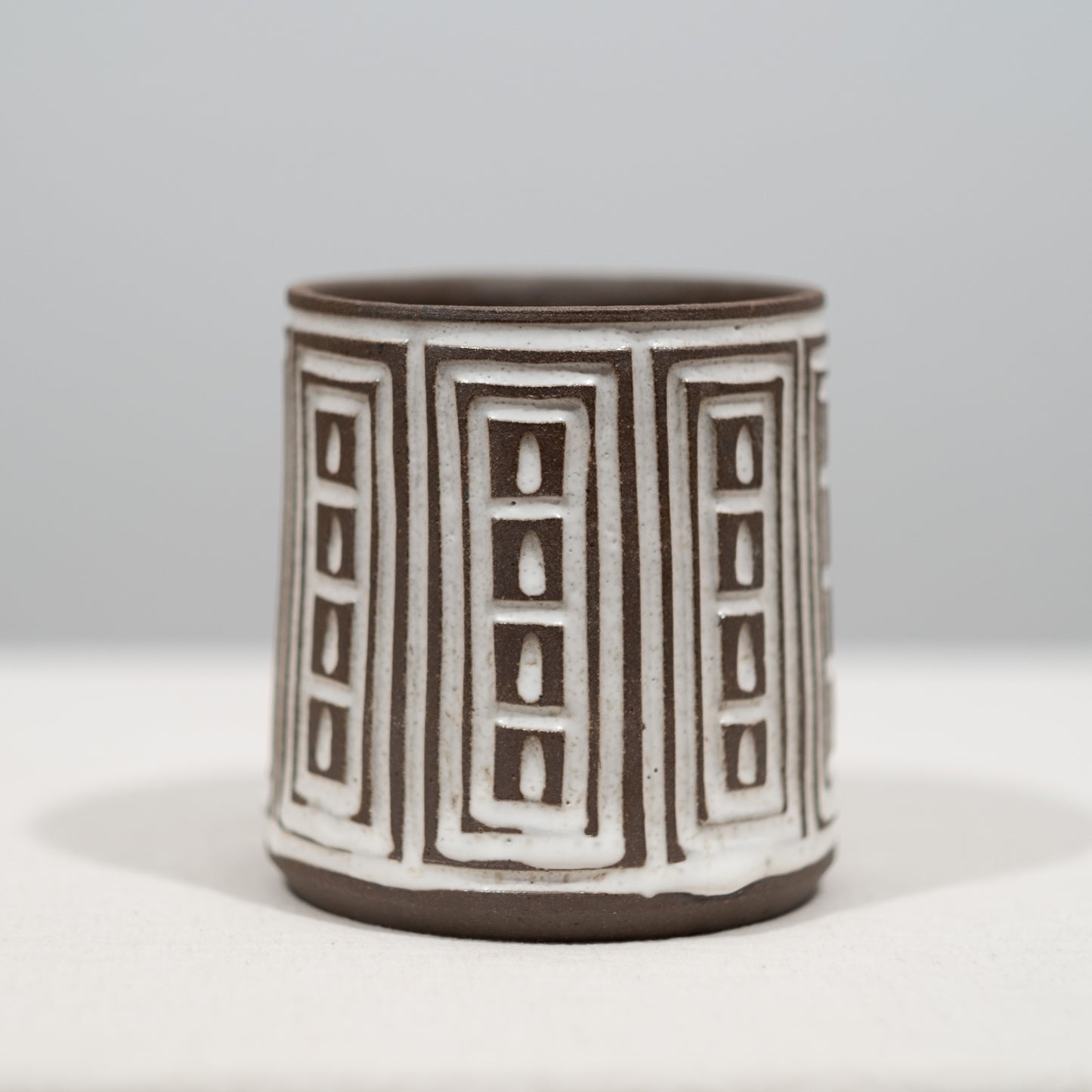 Umber and White Carved Planter