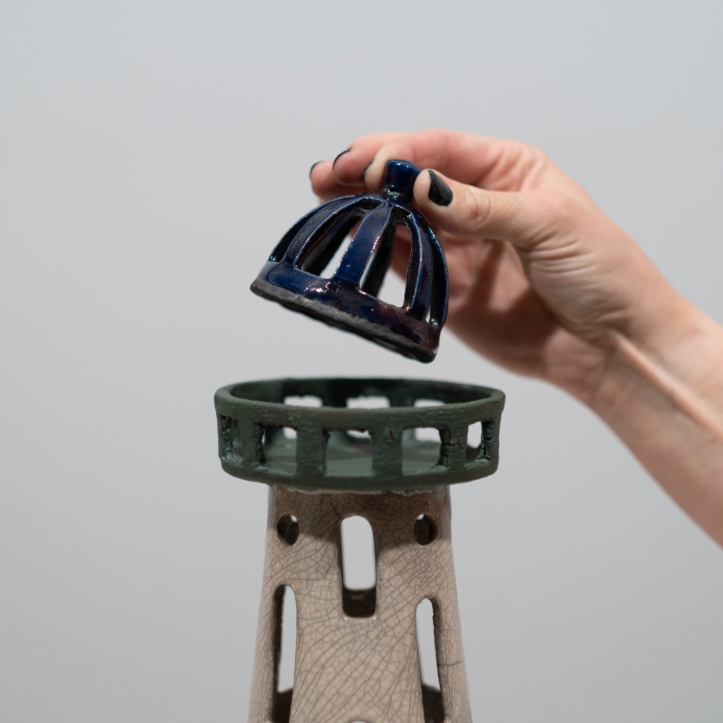 Raku Crackle Lighthouse
