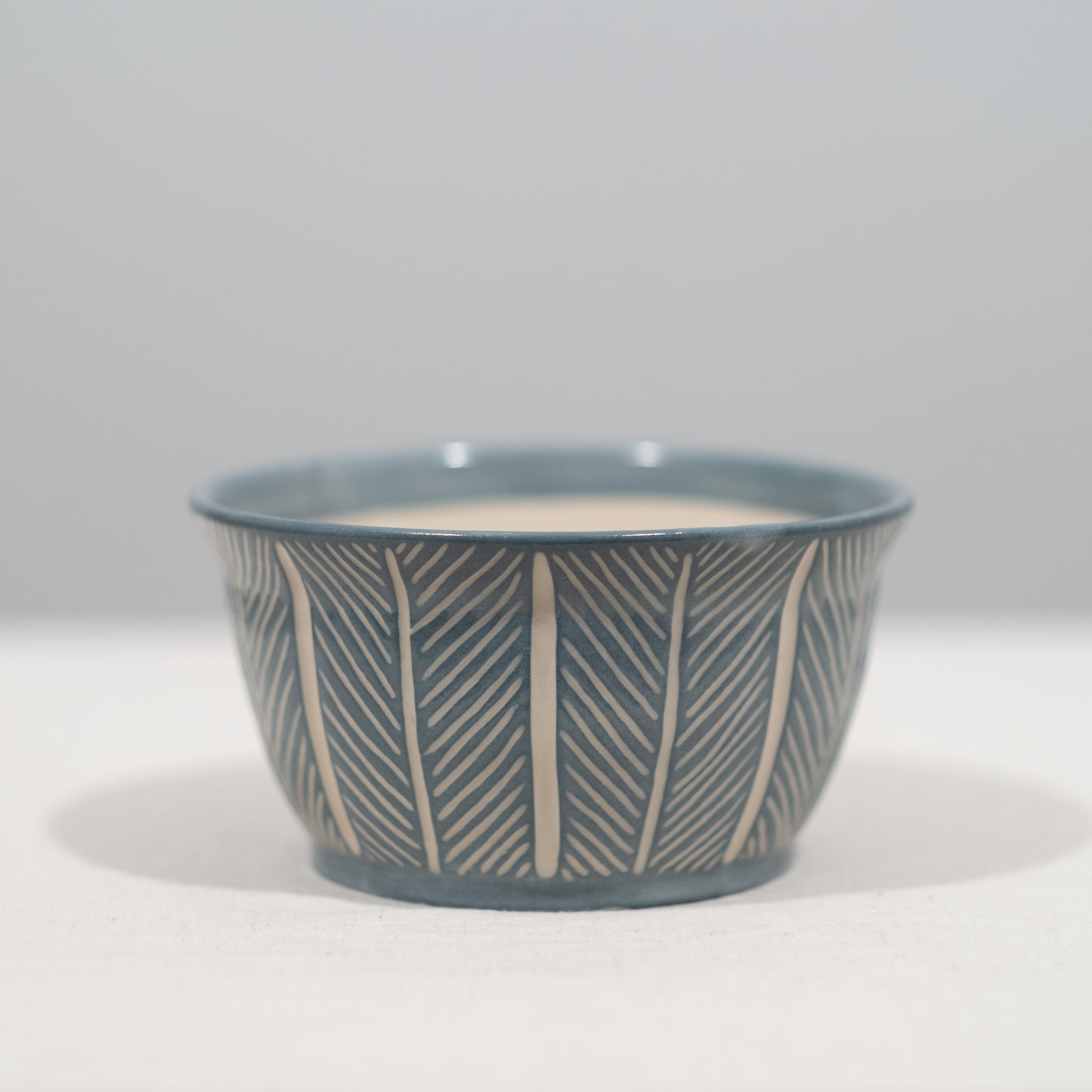 Blue Herringbone Carved Planter