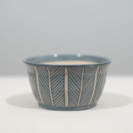 Blue Herringbone Carved Planter