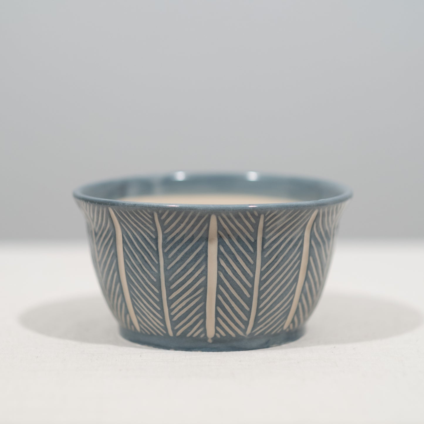 Blue Herringbone Carved Planter