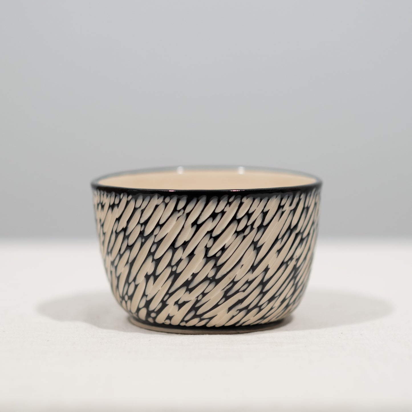 Black and White Sgraffito Carved Bowl