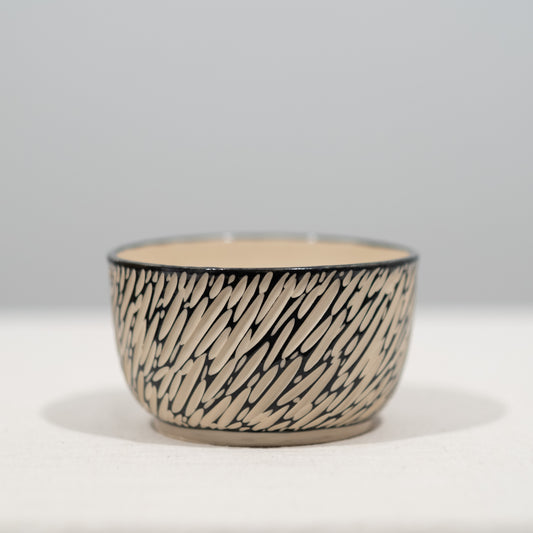 Black and White Sgraffito Carved Bowl