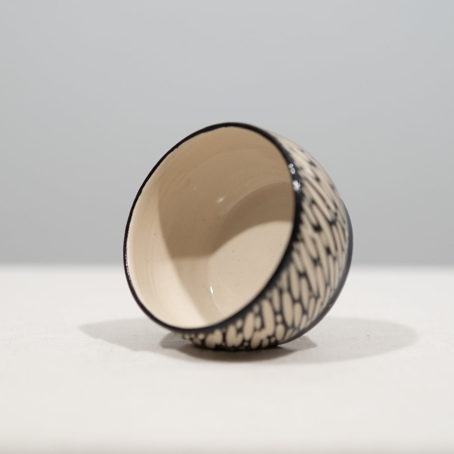 Black and White Sgraffito Carved Bowl