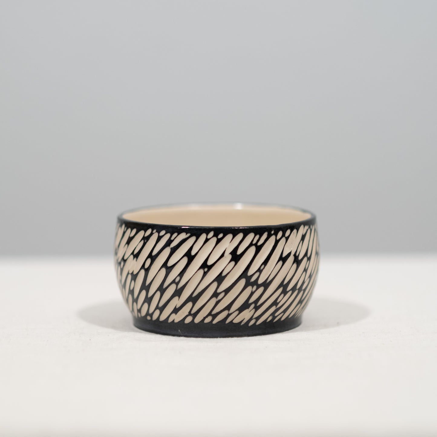 Black and White Sgraffito Carved Bowl - Smaller