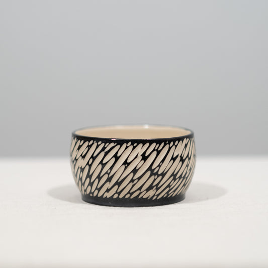 Black and White Sgraffito Carved Bowl - Smaller