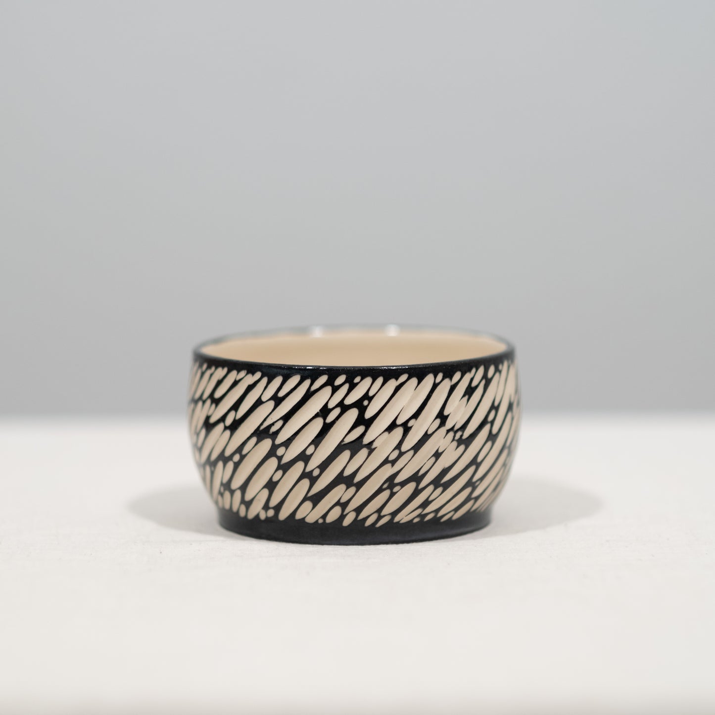 Black and White Sgraffito Carved Bowl - Smaller