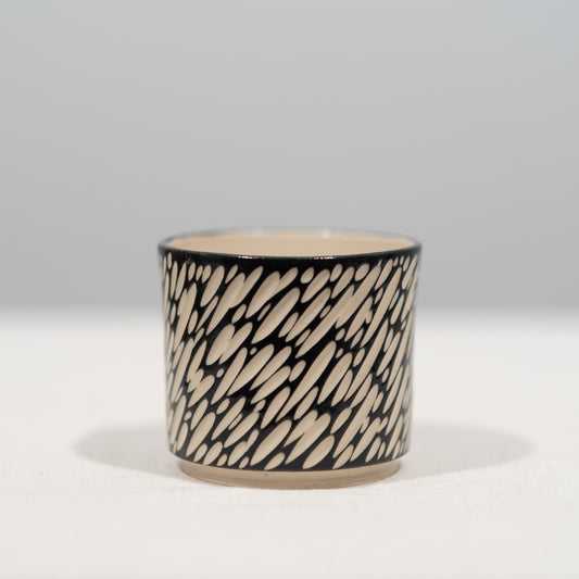 Black and White Sgraffito Carved Tumbler