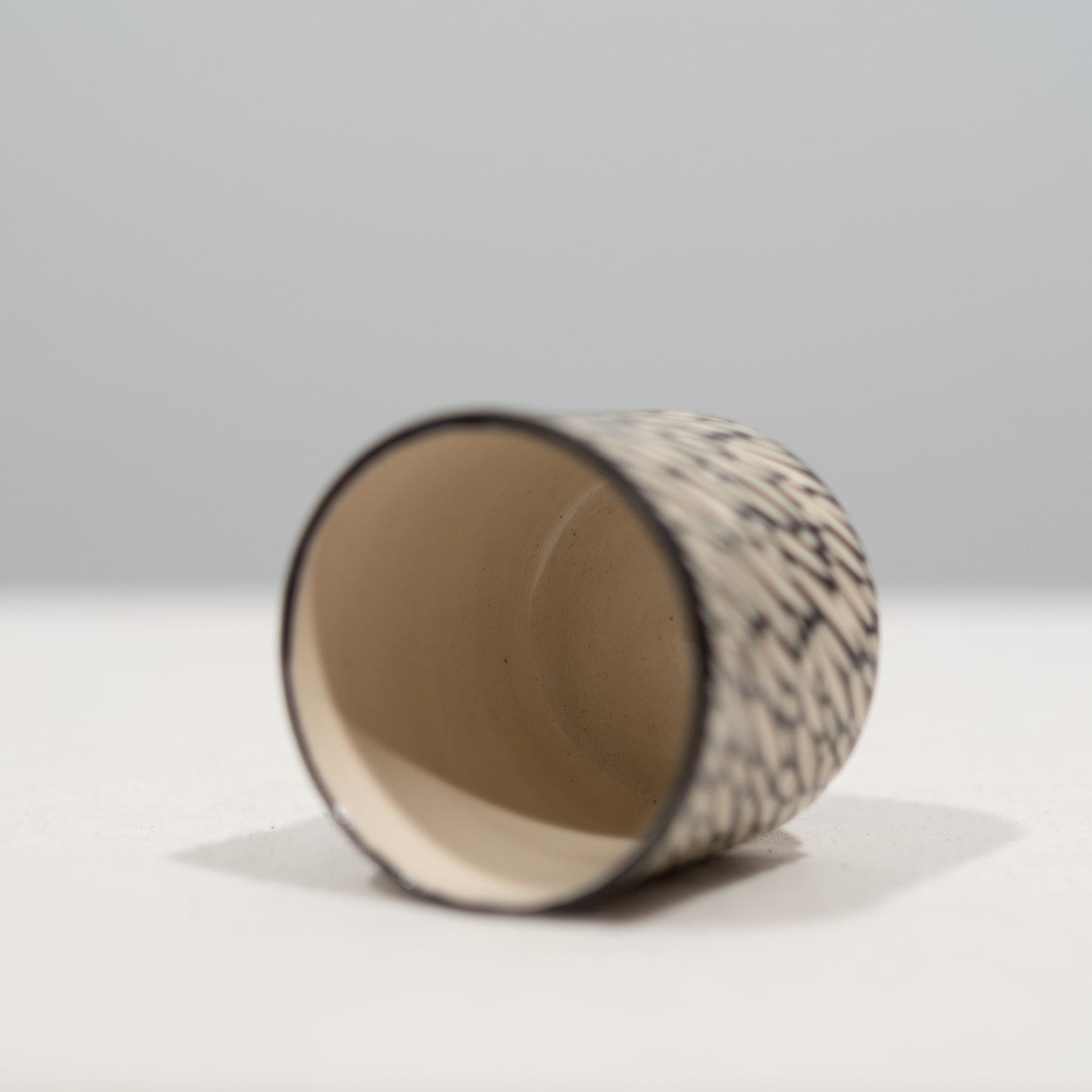 Black and White Sgraffito Carved Tumbler