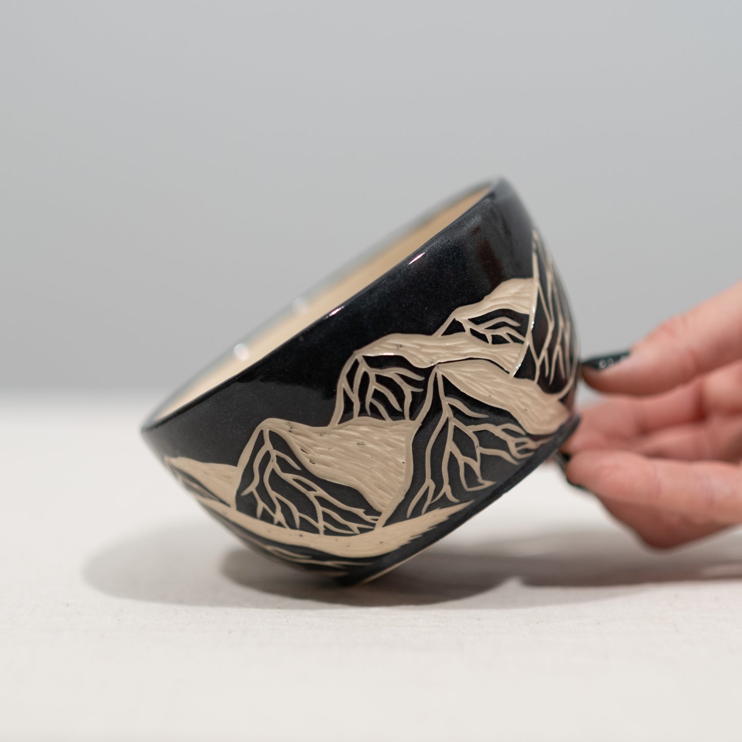 Mountain Scene Sgraffito Bowl
