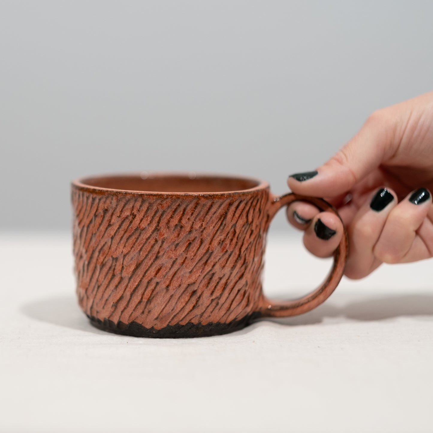 Dark Coral Carved Mug
