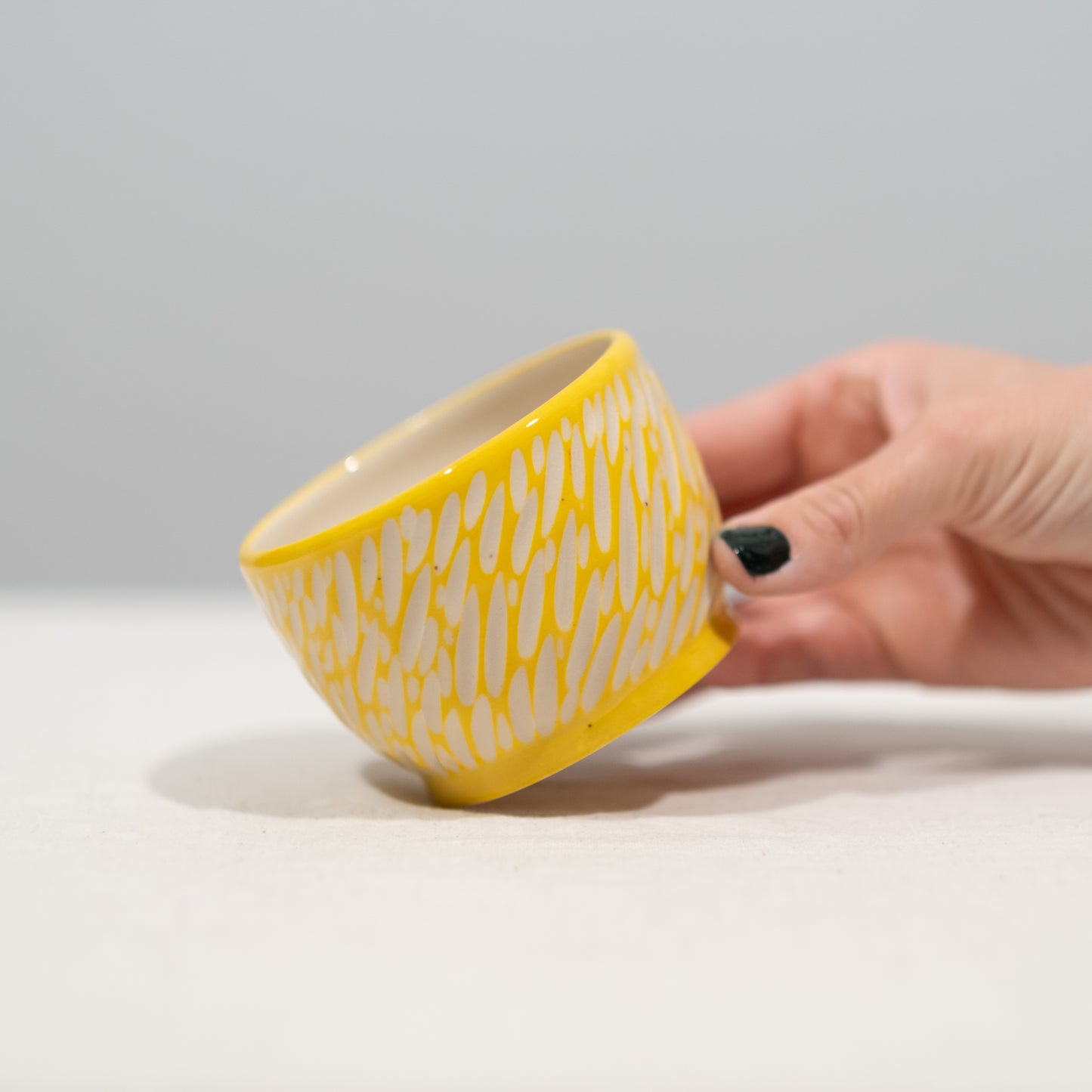 Yellow Sgraffito Carved Bowl