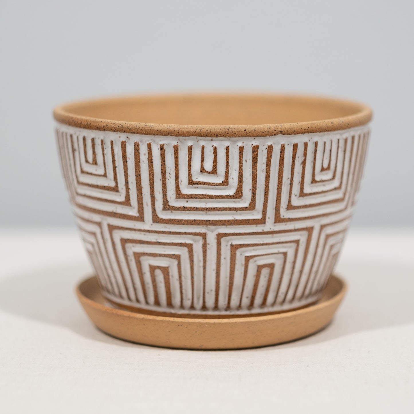 Naked Carved Planter - Large Geometric