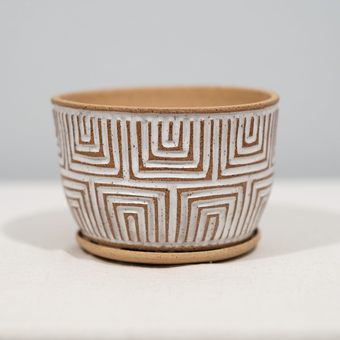 Naked Carved Planter - Large Geometric 2