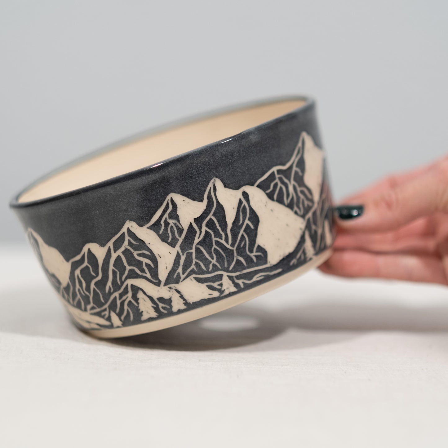 Sgraffito Mountain Scene Planter
